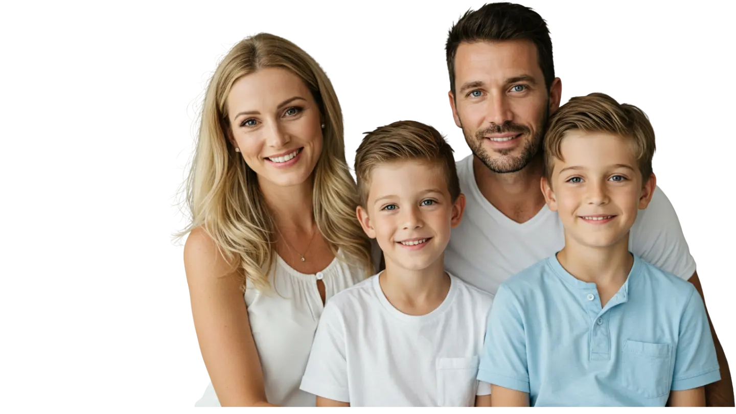 Family smiling together at Pear Tree Dental