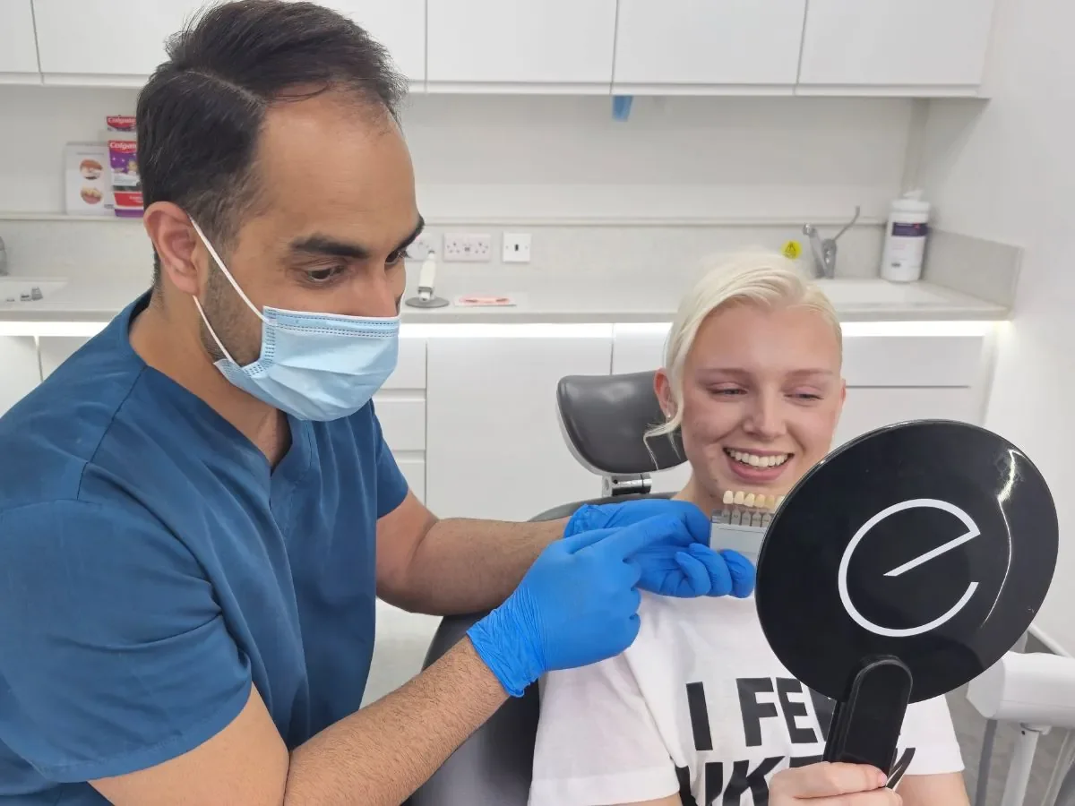 Treatment planning discussion between dentist and patient